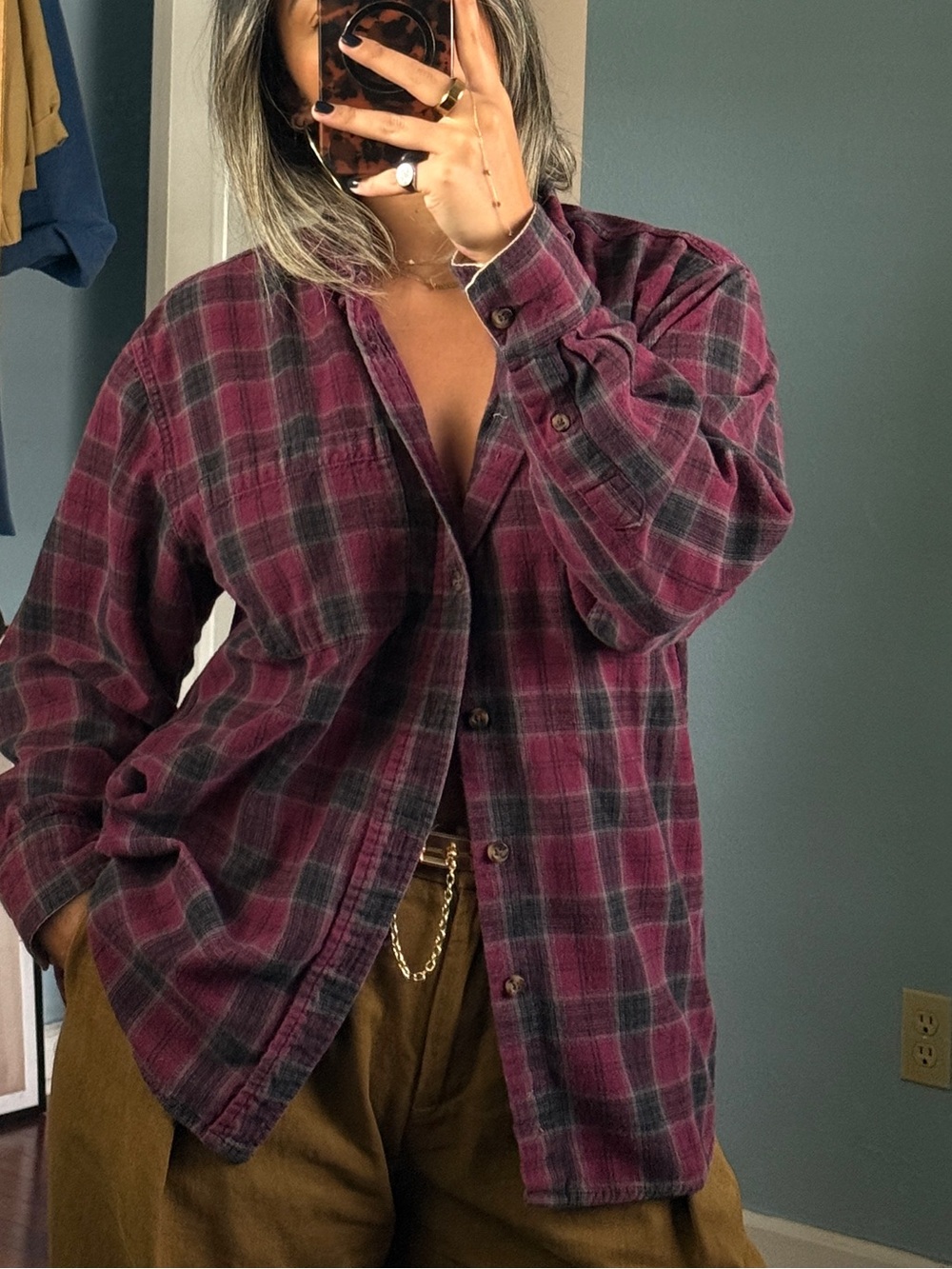 burgundy plaid flannel